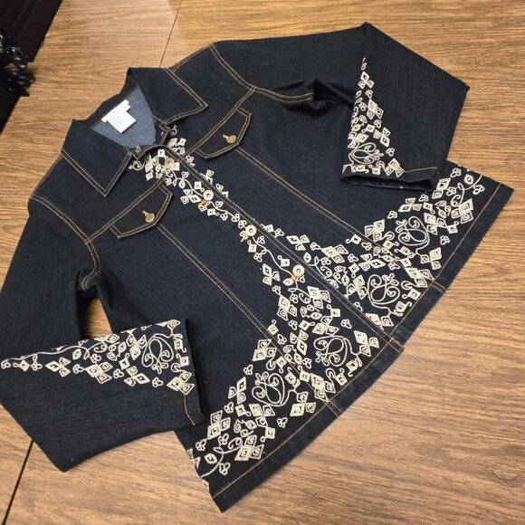 GREAT CAVALIER Women's Vintage Bedazzled Denim L/S Jacket - Size Medium - Picture 6 of 15